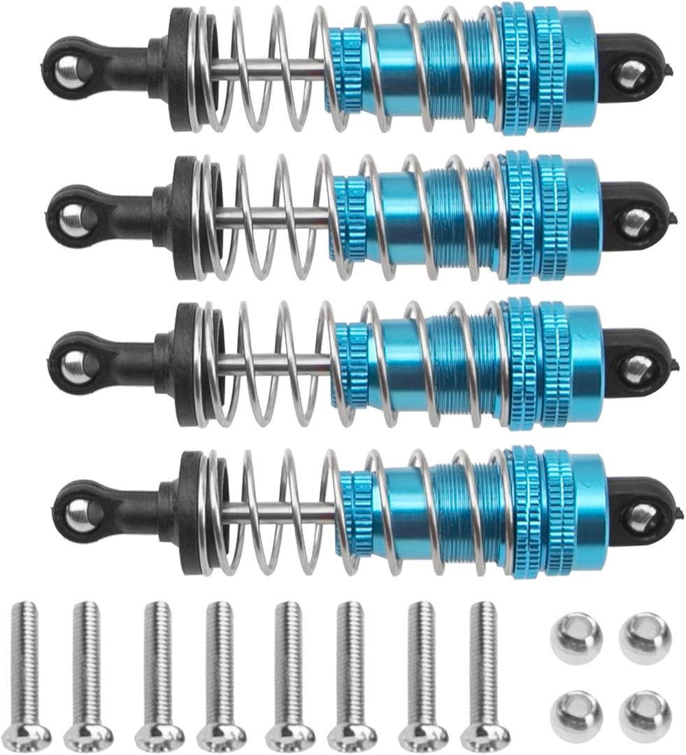 4Pack Vgoohobby 144001 Shock Absorber Damper Suspension Shocks Upgrade Parts Compatible with WLtoys 144001 124018 124019 1/14 RC Car Buggy (Blue)