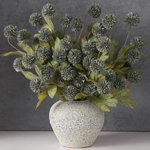 VIERENA 12 Pcs Faux Silk Pompon Mum Artificial Flowers for Vase -27", Bulk Fake Chrysanth Branches with Stems for DIY Bouquet Centerpieces Wedding Fillers Arrangements Shower Decorations (Dark Gray)