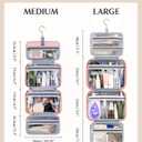 Travel Hanging Toiletry Bag for Women - Waterproof Cosmetic Organizer with Clear Window, Lightweight Bathroom Bags for Essentials, Makeup, Shampoo, Toiletries Dark Pink, Large