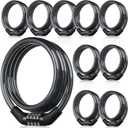 10 Pcs Bike Lock Cable with Combination, 4 Feet Coiled Preset Bike Lock High Security 4 Digit Bicycle Lock Anti Theft Bike Accessories Black Bike Cable Locks, 5/6 Inch Diameter