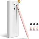 Stylus Pen for iPad, Dual-Tip 13 mins Fast Charge Pencil for Apple, Palm Rejection, Tilt Sensitivity, Compatible w/iPad 6/7/8/9/10, Pro 11/12.9in/M4, Air 3/4/5/M2, Mini 5/6 - Pink