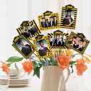 8PCS Graduation Party Decorations,Black & Gold Double-Sided Class of 2025 Graduation Photo Centerpieces for Tables, Table Toppers, High School College Grad Party Favors Supplies