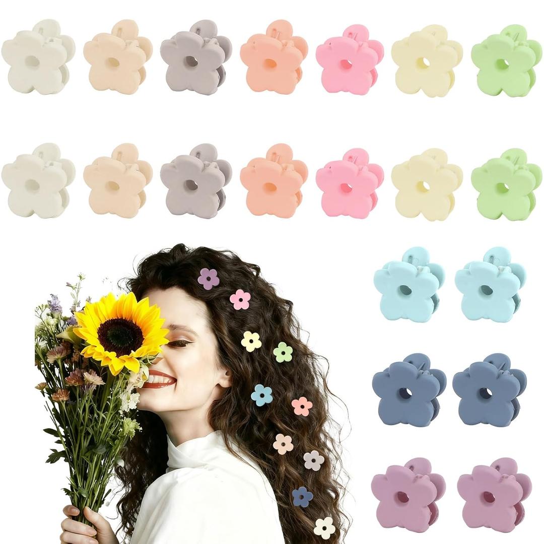 Small Flower Hair Clips Baby Toddler Mini Cute Decorative Hair Clips for Thin Hair Small Flower Claw Clips for Women Toddler Baby Kids Hair Accessories for Girls 20Pcs With 2 Box Colorful