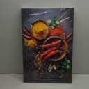 Modern Kitchen Wall Art Colorful Spice In Spoon Wall Decor Vintage Dining Room Posters Pictures Food Canvas Prints Vegetables Chili Paintings Home Decoration Gift Framed (16"L x 24"W)