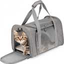Mr. Pen- Pet Carrier, 17.5" x 11.2" x 11.5", Medium Size, Gray, Portable Travel Carrier for Small Pets, Cats & Small Dogs, Breathable Mesh, Safety Inner Leash, Side Pocket & Padded Shoulder Strap