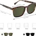 Unisex Modern Retro Style Square Polarized Sunglasses For Men Women Fashion Rectangular Shades 55mm