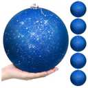 Zubebe 6 Pcs 8" Extra Large Outdoors Christmas Balls Ornaments Jumbo Oversized Christmas Tree Decorations Giant Hanging Xmas Plastic Balls Ornaments for Lawn Yard Decoration (Royal Blue Glitter)