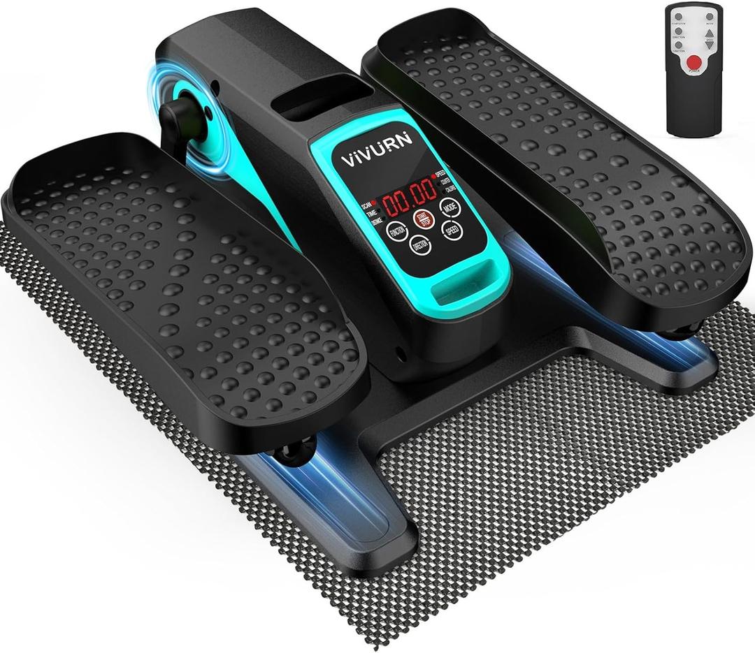 VIVURN-018 Under Desk Elliptical 12 Speed 5 Modes Mini Motorized Leg Exerciser While Sitting for Seniors As Seen on TV with Non-Slip Mat Quiet & Portable Electric Pedal Exerciser for Home and Office (Blue)