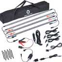 12V LED Light Bar Kit, 2 Bars White & 2 Bars Amber Adjustable Brightness RV Camping Lights - Waterproof IP67, Magnetic & Velcro Mount, Portable Lighting for Tent, Car, Trailer, Boat, Truck, Off-Road