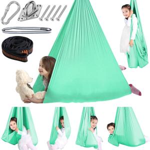Chihee Sensory Swing Therapy Swing Hammock Indoor Outdoor for Kids,Hardware Included,Soft Breathable Nylon Cuddle Swing Joy Hammock for Child Adult with Autism,ADHD,Aspergers,Sensory Integration (Mint Green)