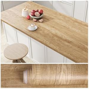 VEELIKE Rustic Oak Wood Contact Paper for Countertops Waterproof Wood Wallpaper Peel and Stick Countertops 32''x354'' Self Adhesive Woods Grain Vinyl Wrap for Countertops Table Furniture Cabinets