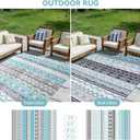 Outdoor Rug 8 x 10 ft, Reversible Plastic Straw Rug for Patio, Waterproof Large Outdoor Carpet for RV, Patio, Camping, Backyard, Deck, Picnic, Beach, Blue & Grey