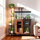 20-29 Gallon Fish Tank Stand with Plant Shelf, 2-in-1 Walnut Aquarium Stand