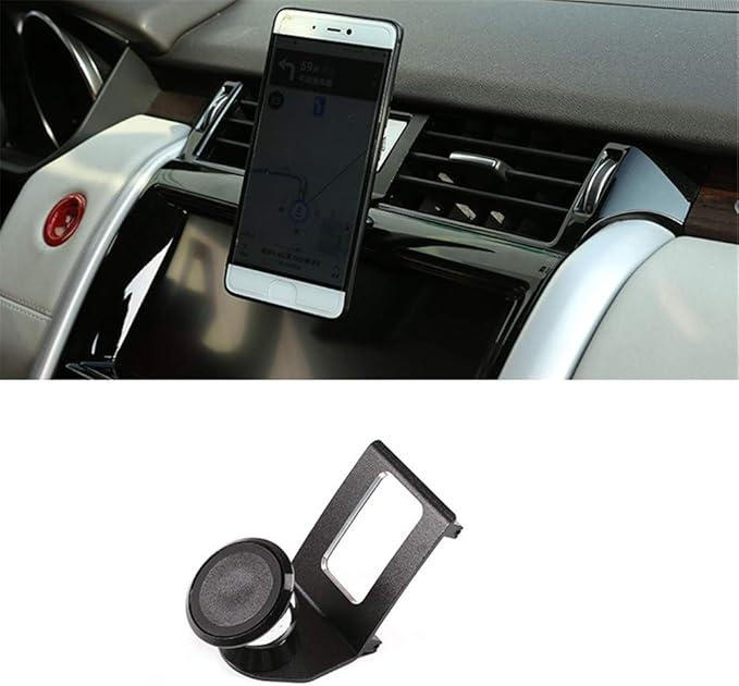 Aluminum Alloy Car Interior Center Console Air Vent Mobile Phone Holder Vehicle Bracket for Land Rover Discovery 5 LR5 L462 2017-2020 (Black)