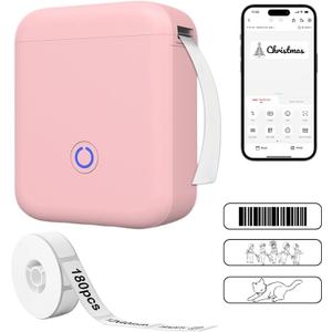 Portable Label Maker Machine with 180PCS Tape - 300DPI Thermal Bluetooth Printer for Home, Office, School Organization & Sticker Making, P11 New Version(Pink)