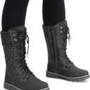 POLAR Womens Winter Thermal Snow Outdoor Warm Mid Calf Waterproof Durable Boot - Black - US9/ EU40 - YC0376