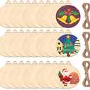 pojah 120Pcs Wood Slices,5" Wooden Christmas Ornaments,Unfinished Predrilled Wood Circles for Crafts Centerpieces,DIY Round Wooden Discs Hanging Decorations