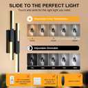 Benkut Modern LED Wall Sconce Black Remote Wall Light Fixtures for Bathroom, Dimmable Vanity Light Indoor LED Remote Wall Sconce for Bedside Bedroom Living Dining Room (1 Pack 3000-6500K 19.7inch), 20 In-1 Pack