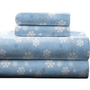Pointehaven Heavy Weight Flannel Sheet Set, Queen, Snow Flakes - Warm & Cozy - 100% Cotton Flannel Pre-Shrunk -170 GSM -Deep Pockets -Easy Fit Elastic All Around-Comfy Double Brushed