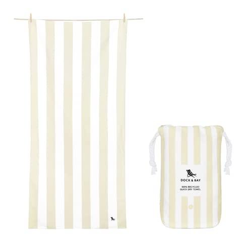 Dock & Bay Beach Towel - Quick Dry, Sand Free - Compact, Lightweight - 100% Recycled - Includes Bag - Cabana Light - Bora Bora Beige - Large (160x90cm, 63x35)