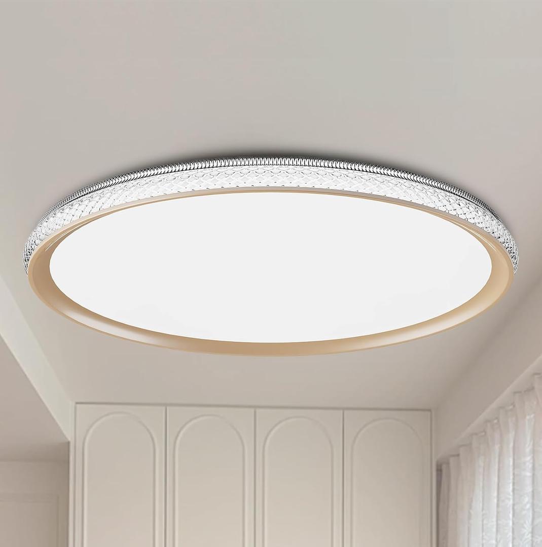15-Inch Gold Flush Mount Ceiling Light, 3800LM, 5CCT Dimmable