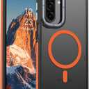 BENTOBEN for Samsung Galaxy A17 Case, [Compatible with MagSafe] Slim Thin Translucent Matte Back Samsung A17 Phone Case Women Men Cute Anti-Slip Shockproof Magnetic Cover for Galaxy A17, Black/Orange