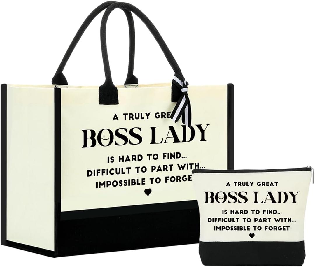 Canvas Tote Bag for Women Zipper Makeup Bag (Trulygreat)