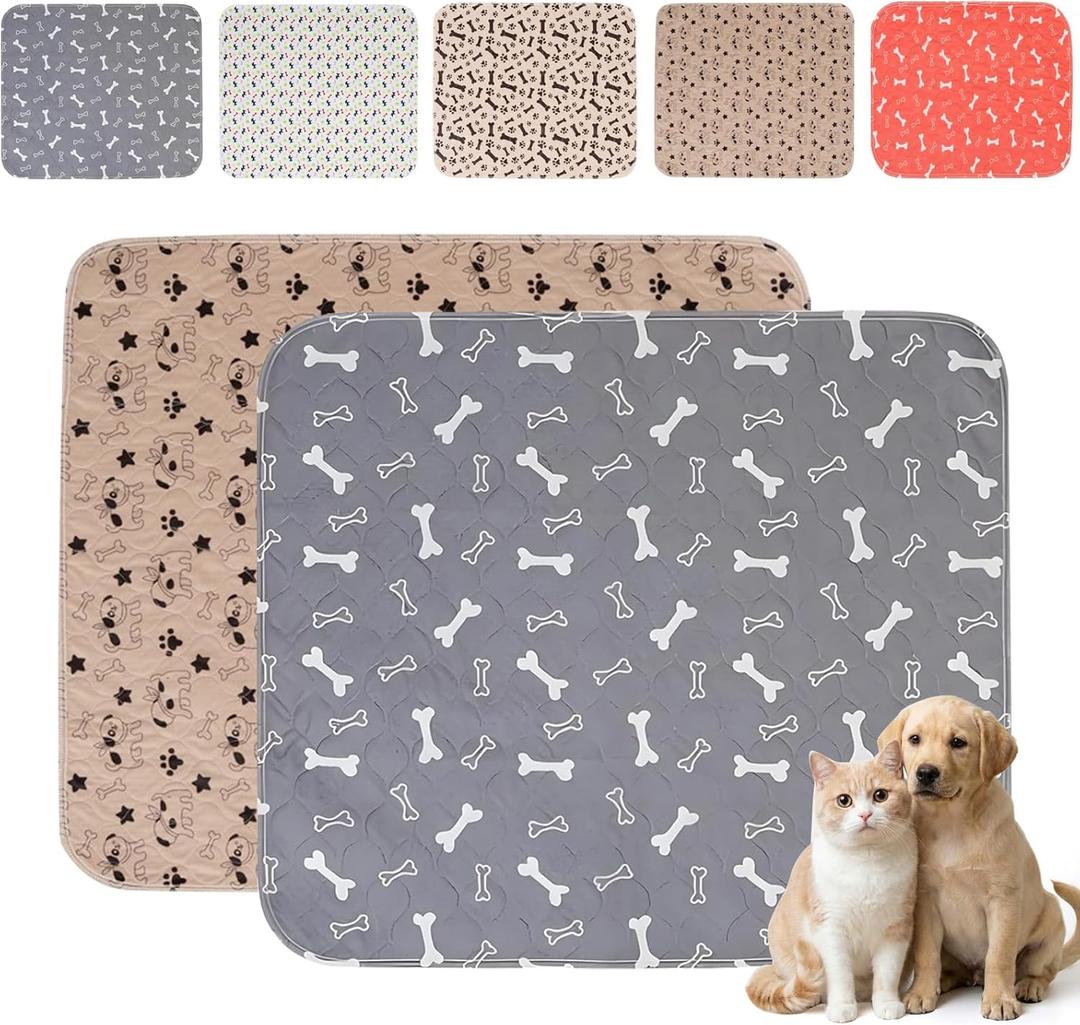 Puppy Pee Pads with Pheromones,Forever Pad,Washable Pee Pads for Dogs,Reusable Dog Pee Pads,Waterproof and Leak-Proof,Non-Slip Base Training Pad Suitable for Home(Gray+Brown,XS:11.8*11.8inch)