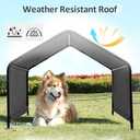 Dog Shade Shelter Outdoor Deep Grey Tent for Large Medium Dogs, 4'x4'x3' Outside Sun Rain Canopy Pet House for Cats Pigs Livestock with Waterproof Roof Ground Nails