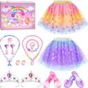 Princess Dress Up Shoes Set, Girls Dress Up Toys, Jewelry Boutique Crown Necklace Earrings Rings Bracelet, Princess Dresses Role Pretend Play Gifts Princess Toys for Girls Aged 3 4 5 6
