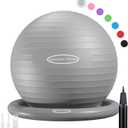 Anti-Burst and Slip Resistant Exercise Ball - Yoga, Fitness, Birthing Ball With Quick Pump, 2,000-Pound Capacity, Multiple Colors and Sizes (Gray)