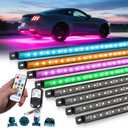 MICTUNING U8 RGBW Underglow LED Light Bars (8-Piece Kit) 888 Ultra-Bright LEDs, Dual Remotes, White+RGB Colors, IP68 Waterproof Aluminum Housing – for Cars, Trucks, SUVs, ATVs