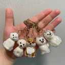 Dog Hair Storage Bottle Keychains Charm Memorial Collector Gift, Pet Fur Keepsake 5pcs with 1pcs Love Metal Photo Frame Locket Keychain (Bichon Frise)