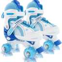 Adjustable Kids Roller Skates for Girls and Boys Ages 5-8 All 8 Wheels of Girl's Skates Shine, Safe and Fun Illuminating for Outdoor Indoor Sports
