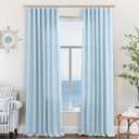 KOUFALL Light Blue Curtains 84 Inch Length for Bedroom,Baby Sky Blue Linen Semi Sheer Curtains 84 Inches Long for Living Room Nursery Girls Kids Room Set 2 Panels, 52"W x 84"L