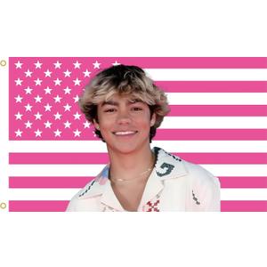 WENWELL Malachi American Flag Tapestry, Pink Daniel USA Design, 3x5 Feet, Polyester with Brass Grommets, Barton Wall Decor for Bedroom