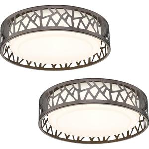 LED Flush Mount Ceiling Light 2 Pack, 14 Inch 20W Dimmable Round Deco Lighting Fixture Oil Rubbed Bronze Finished,1400 Lumens 3000K Warm White, ETL Listed Metal Body White Acrylic Lampshade, 14IN-2PK