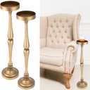 2 Pcs Round Martini Drink Table for Small Spaces Nightstand Living Room Bedroom Side Table Drink Stand Cocktail Pedestal End Vintage Metal Decor, 5.74x5.74x25.98''(Brass)