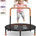 BCAN 36'' Toddler Trampoline, ASTM Certified-Foldable Mini Trampolines for Kids Ages 1-6, Adjustable Handle, Safety Pad & Foldable Legs, Baby Trampoline Indoor/Garden, Gift for Boy and Girl (Black-Classic)