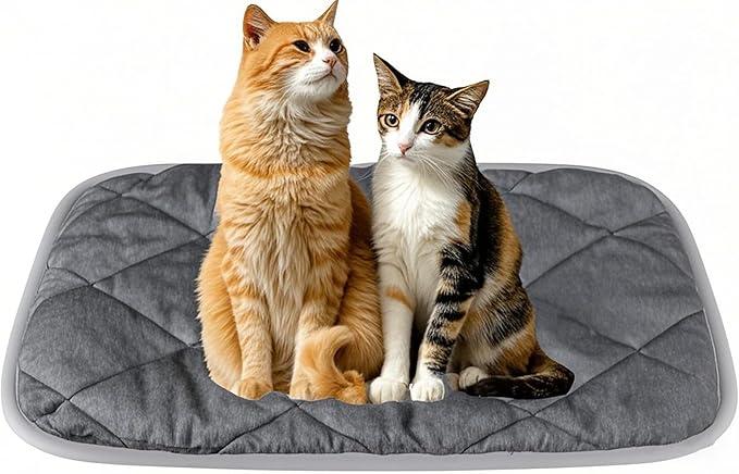 Self Heating Cat Bed Mat Reflective Pet Warming Pad Non-Slip Washable Self Heating Mat for Indoor Dogs and Cats 27.5"x19" (Grey)