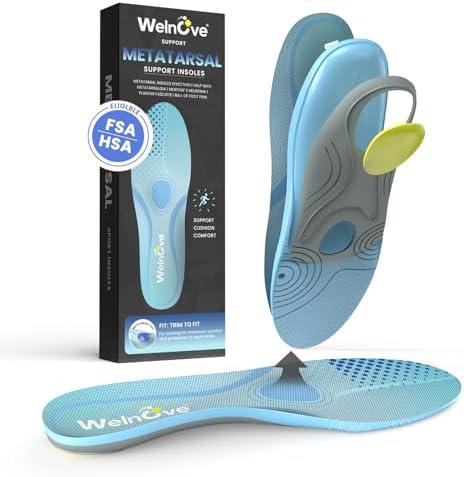 Welnove Metatarsal Insoles, Pain Relief for Men & Women - Support for Metatarsalgia, Morton's Neuroma - Cushioned Shoe Inserts for All-Day Comfort, Standing, Work, M