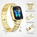 SUPOIX Compatible with Apple Watch Band 38mm + Case, Women Jewelry Bling Diamond Metal Bands & 2 Pack Protective Cover Cases for iWatch Series 3/2/1(Gold)