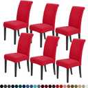 Joccun Christmas Chair Covers for Dining Room Set of 6, Dining Chair Slipcovers Stretch Dining Room Chair Covers Seat Protector,Washable Parsons Chair Cover for Home, Hotel, Banquet (Ruby,6 Pack)