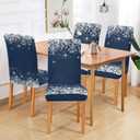 Christmas Blue Snowflake Dining Room Chair Covers Set of 4,Stretchable Removable Washable Spandex Kitchen Chair Protector Slipcovers for Restaurant,Hotel,Ceremony,Christmas,Festival Decoration