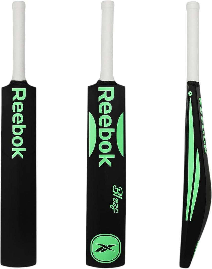 Reebok Blaze Plastic Cricket Bat Full Size 34" 4.5", Lightweight PVC, Durable Design for Practice & Recreational Play, Suitable for Ages 15+ (Green)