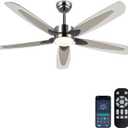 52" Ceiling Fans with Lights and Remote/APP, Outdoor Ceiling Fan with 5 ABS Blades and Reversible DC Motor, Black Modern Ceiling Fan with Light for Indoor, Living Room, Covered Patios