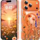 BENTOBEN for iPhone 17 Pro Max Case [Compatible with MagSafe] Soft Shockproof Clear Case Floral Transparent Magnetic Women Phone Case for 17 Pro Max 6.9",Floratopia/Orange