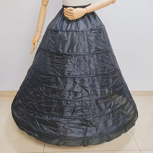 Women's Black 6-Hoop Petticoat Skirt Crinoline Underskirt for Ball Gown Wedding Dress