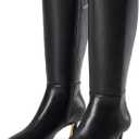 GENSHUO Knee High Boots for Women, 2.3 Inch Low Kitten Heel Tall Boots, Square Toe Long Dress Boots with Side Zipper, Fall Winter Black Matte Size 7
