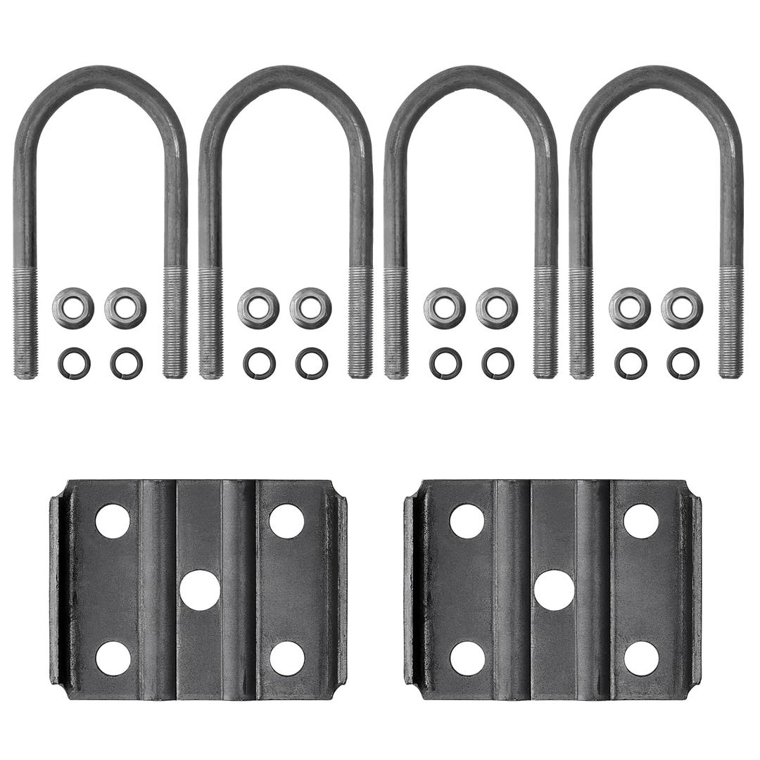 Trailer U Bolt Kit, 5-1/2 inch U Bolt for 3,500 lb Trailer Axle, 2-3/8" Round Axle, 1/2 Diameter, 2" Thread Pitch